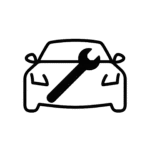 Icône voiture avec clé pour dépannage sur place.
