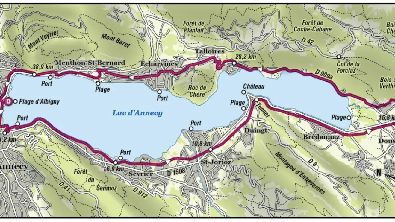 Carte zone d'intervention remorquage Annecy et lac