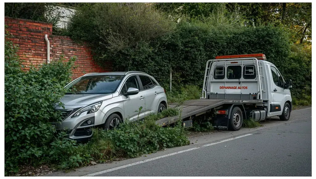 Remorquage d’un véhicule abandonné à Orléans – dépanneuse plateau en intervention sur voie publique