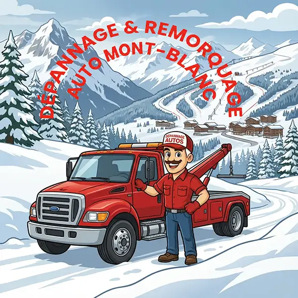 Mascotte Pierre de Dépannage Autos, toujours présent dans le Mont-Blanc